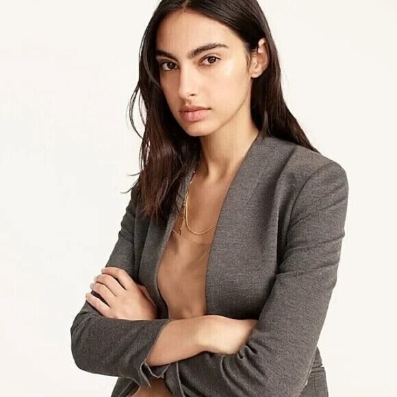 J Crew Going Out Blazer Stretch Twill Gray Heather Dove Womens Tall 2T 2 tall - Picture 2 of 14